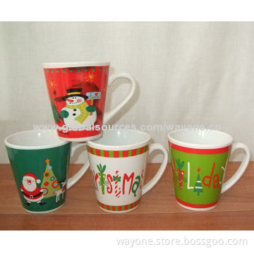 New Bone China Mugs, Christmas Pattern, 11oz Volume, Ideal for Gifts and Promotions, Popular Shape